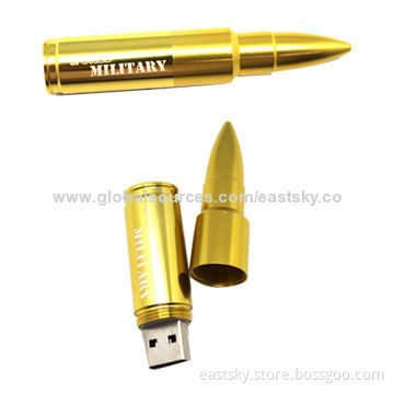 Promotional Bullet Style USB drive, wholesale/stainless bullet with 64MB to 32GB capacity/available